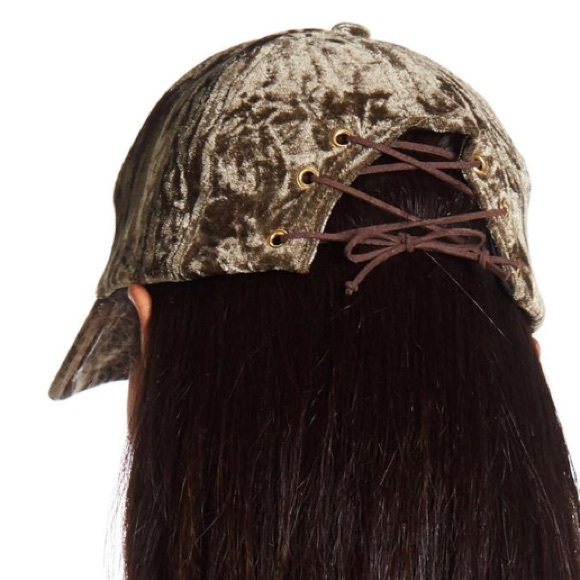 BCBG Lace Up Velvet Baseball Hat - Picture 2 of 2